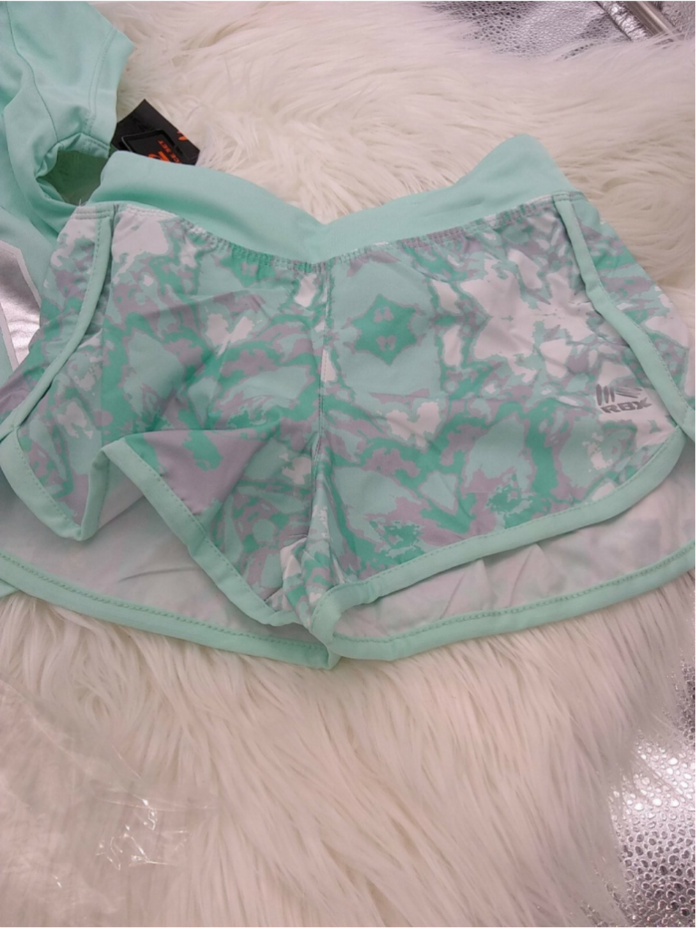 NWT RBX Girls' Active Top & Short Set Ready Sweat Go Mint lined shorts M 5/6 - Picture 2 of 8